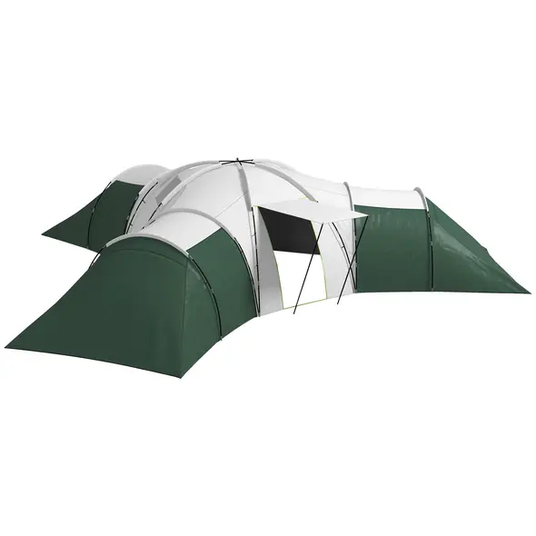Outsunny 6-9 Man Tent with Bedrooms and Living Room, Accessories Included, Green - 1