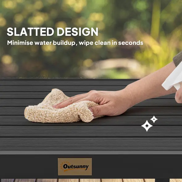 Outsunny 78 cm Garden Dining Table for 4 People, Square Outdoor Coffee End Side Table with Aluminium Legs, Black - 5