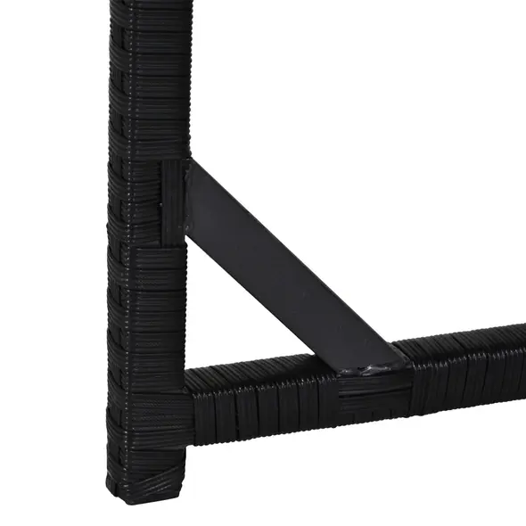 Outsunny 8 Seater Rattan Cube Garden Furniture Set, Rattan Dining Set with Cushions, Outdoor Dining Table and Chairs with 4 Armchairs, 4 Stools, Square Glass Top Table, Black - 9