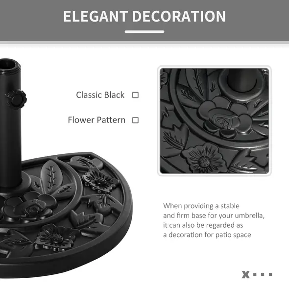 Outsunny 9kg Cement Concrete Half Round Parasol Base Umbrella Stand Garden Outdoor Accessories - Adjustable Coupler Suitable Umbrella Rod: Φ3.5cm, Φ3.8cm, Φ4.8cm - 5