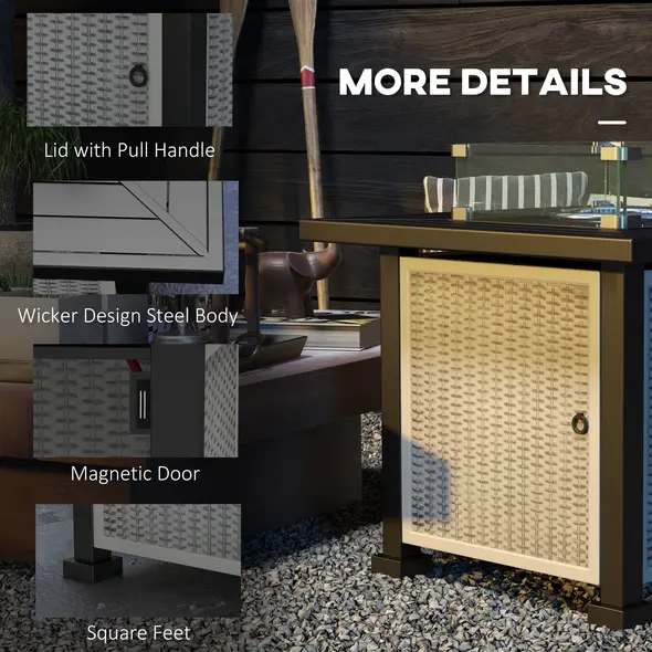 Outsunny 81 x 81cm 50,000 BTU Gas Fire Pit Table - Grey - 8