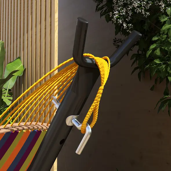 Outsunny 9.4ft Hammock Stand with Side Tray Stand, Steel Frame Hammock Net Stand, for String-style, Brazilian-style, Flat-style, Rope-style Hammocks, Black - 8