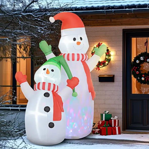 Outsunny 8ft Inflatable Snowman and Son Christmas Decoration - 8