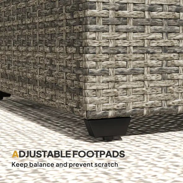 Outsunny 90 x 50cm Glass-Top Rattan Side Table - Dark Grey - 7