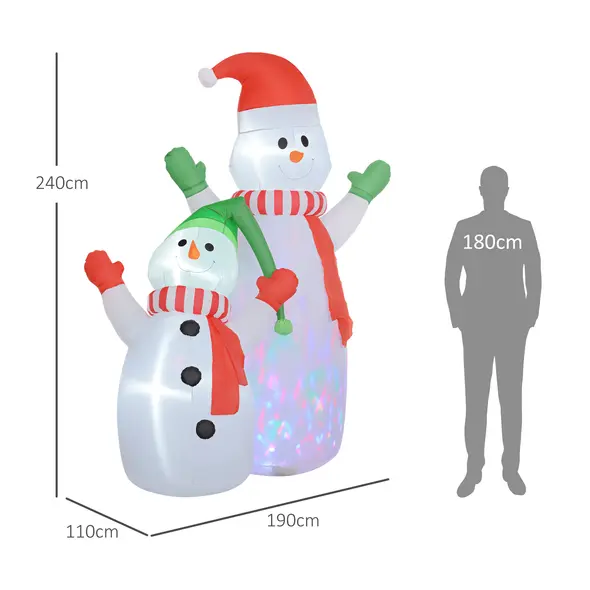 Outsunny 8ft Inflatable Snowman and Son Christmas Decoration - 3