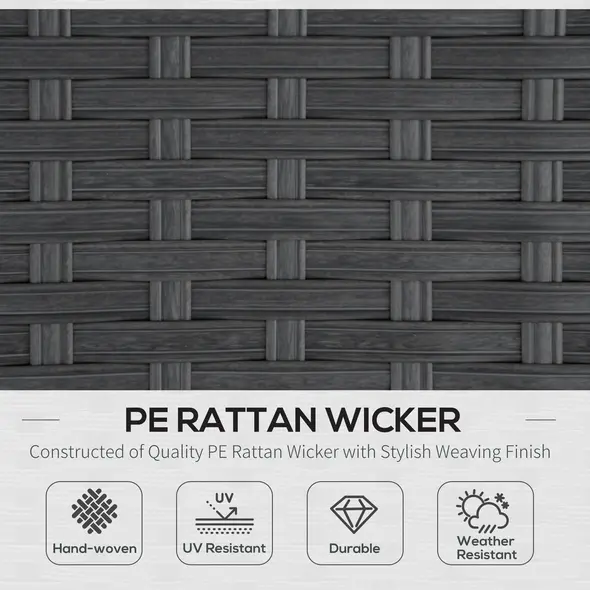 Outsunny 9-Seater Garden Rattan Furniture 10 Pcs Rattan Corner Dining Sofa Set, Grey/Dusty Blue Cushion - 4