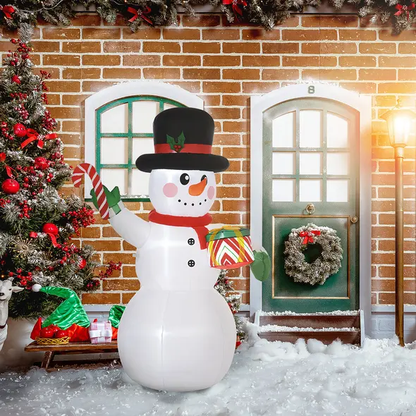 Outsunny 6ft Inflatable Christmas Snowman, with Accessories - 2