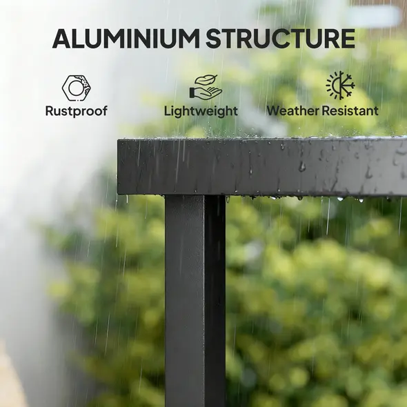 Outsunny 78 cm Garden Dining Table for 4 People, Square Outdoor Coffee End Side Table with Aluminium Legs, Natural Wood Finish - 6