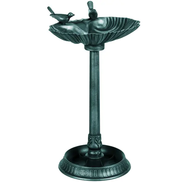 Outsunny 81cm Tall Bird Bath with 2 Decorative Birds, Vintage Style Birdbath with Flower Planter Base, Bird Bath Bowl for Garden, Green - 1