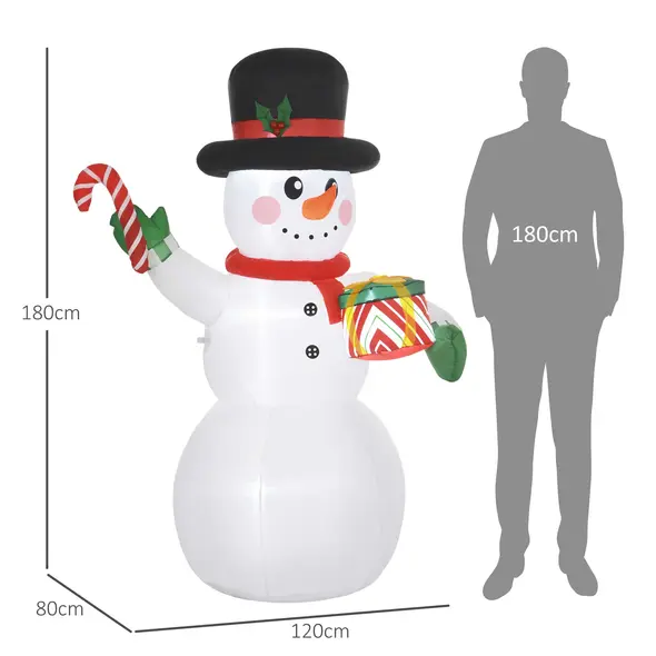 Outsunny 6ft Inflatable Christmas Snowman, with Accessories - 3