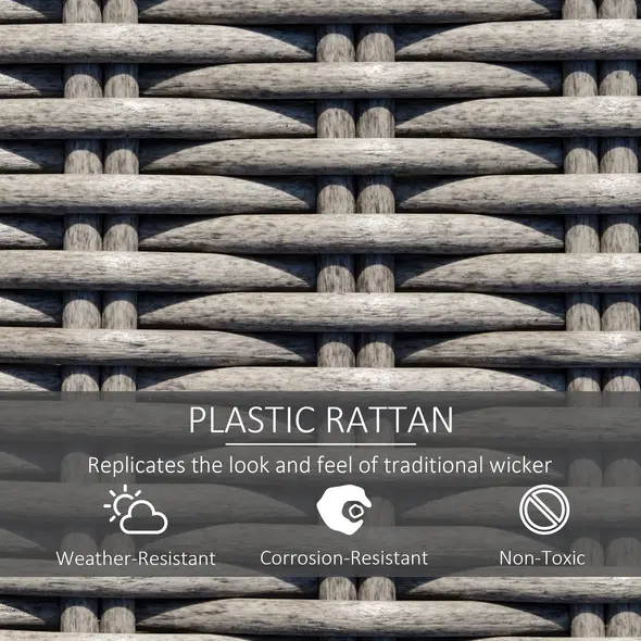 Outsunny 8-Seater Outdoor PE Rattan Sofa Set Conversation Set w/ Fire Pit Table, L-Shape Sofa, Footstool and Furniture Cover - 6