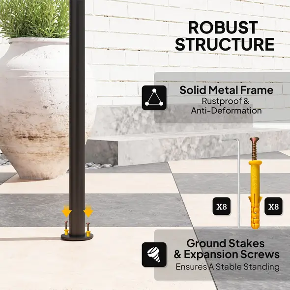 Outsunny 8' x 5' Grill Gazebo, Double Tiered BBQ Gazebo Shelter Canopy with LED Lights, 2 Side Shelves, Hooks, Dark Grey - 7