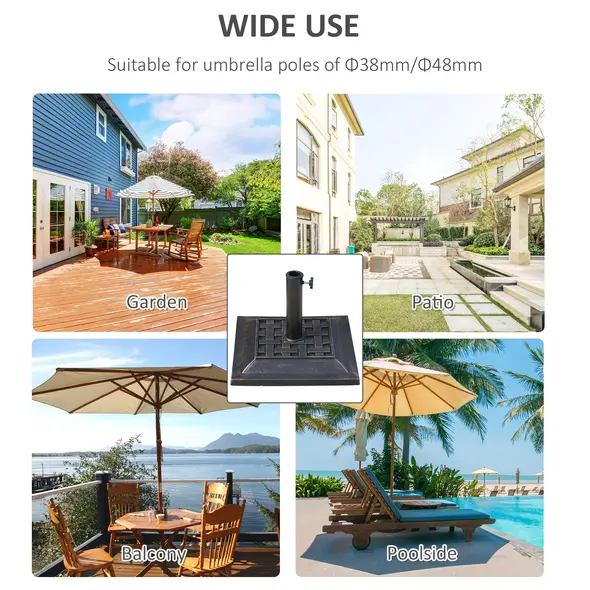 Outsunny 9kg Square Garden Parasol Base Holder Resin Outdoor Market Umbrella Stand with Adjustable Coupler, Bronze - 6