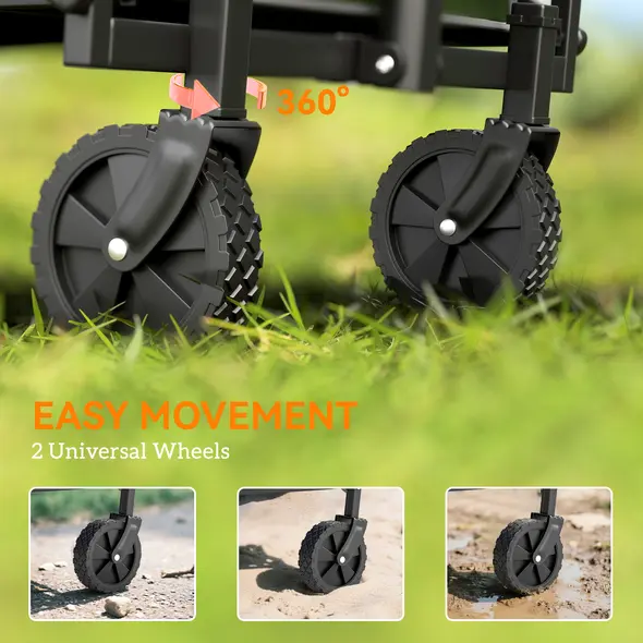 Outsunny 62L Festival Trolley on Wheels, Garden Folding Trolley Cart, 120kg Heavy Duty Collapsible Folding Wagon with Adjustable Handle and Carrying Bag for Beach, Camping, Festival, Green - 7