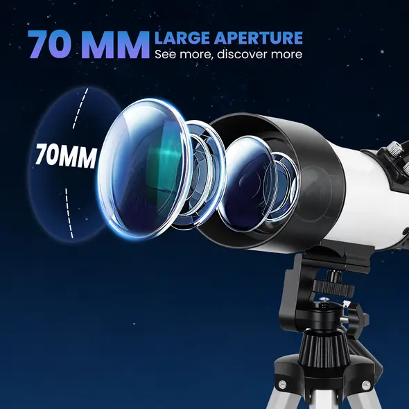 Outsunny Astronomy Telescope for Adults and Beginners with 70 mm Aperture, Carry Bag, White - 4