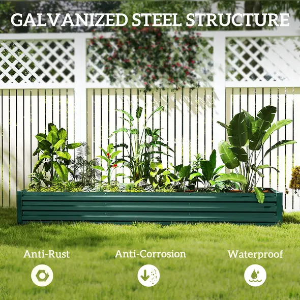 Outsunny 60 x 240cm Galvanised Steel Planter, with Open Bottom - 5