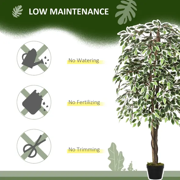 Outsunny Artificial Plant in Pot, Fake Plant for Home Indoor Decor, 160cm, Green - 5