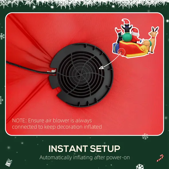 Outsunny 6ft Inflatable Santa Sleigh Decoration, with Accessories - 5