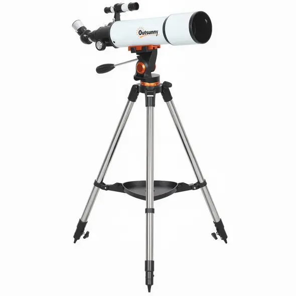 Outsunny Astronomy Telescope for Adults and Beginners with 80 mm Aperture, Carry Bag, White - 1
