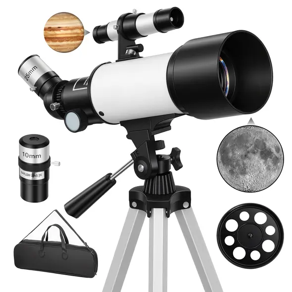 Outsunny Astronomy Telescope for Adults and Beginners with 70 mm Aperture, Carry Bag, White - 1