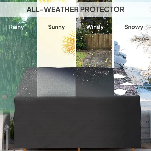 Outsunny 600D Oxford Cloth Furniture Cover, 2 Seater Sofa Protector for Garden Patio, Outdoor, Waterproof, Black, 140L x 84W x 56/94H cm - 4