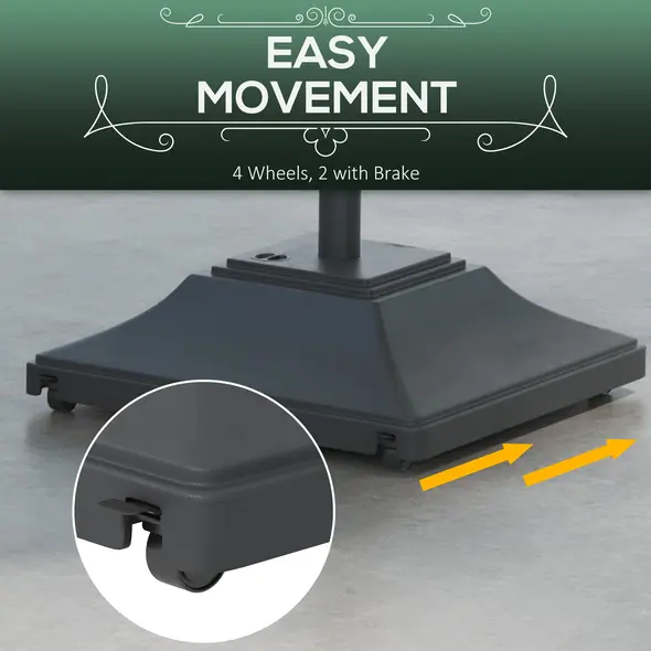 Outsunny 60kg Water/Sand Fillable Parasol Base, with Wheels - Black - 7