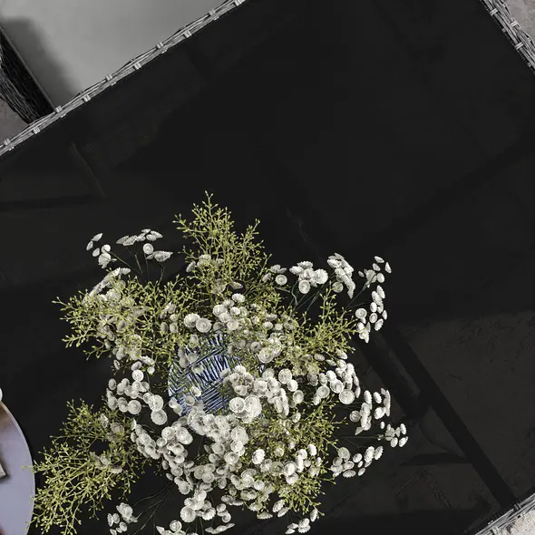 Outsunny 7-Piece Rattan Garden Furniture Set with Cushions, 6 Seater Garden Table and Chairs, Rattan Dining Set with 6 Armchairs, Rectangular Glass Top Table, Charcoal Grey - 8