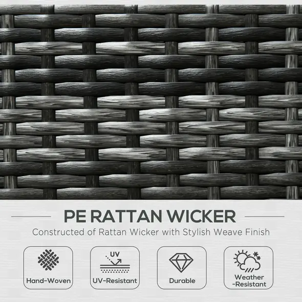 Outsunny 8 Pieces PE Rattan Corner Sofa Set, Outdoor Garden Furniture Set, Patio Wicker Sofa Seater w/ Cushion, Washable Cushion Cover & Tempered Glass Table, Grey - 4