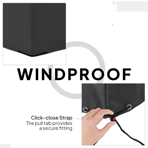 Outsunny 600D Oxford Outdoor Garden Furniture Sofa Set Cover, Waterproof Anti-UV Rattan Sun Lounger Protection Protector Cover, 275L x 205W x 90Hcm, Black - 6