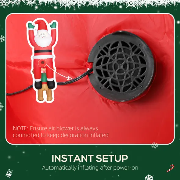 Outsunny 7FT Hanging Christmas Inflatable Santa with Dog, Christmas Blow Up Decoration with Built-in LED Lights for Garden, Indoor Outdoor Home Decor - 5