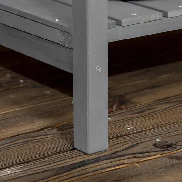 Outsunny Fir Wood Raised Rectangular 8 Compartment Plant Stand Dark Grey - 8