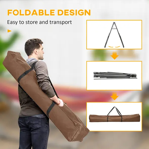 Outsunny Foldable Hammock Stand, Portable Hammock with Metal Frame, 2 in 1 Hammock Net Stand, Clothes Drying Rack, Load Capacity 120kg, for Patio, Garden, Yard, Black - 5