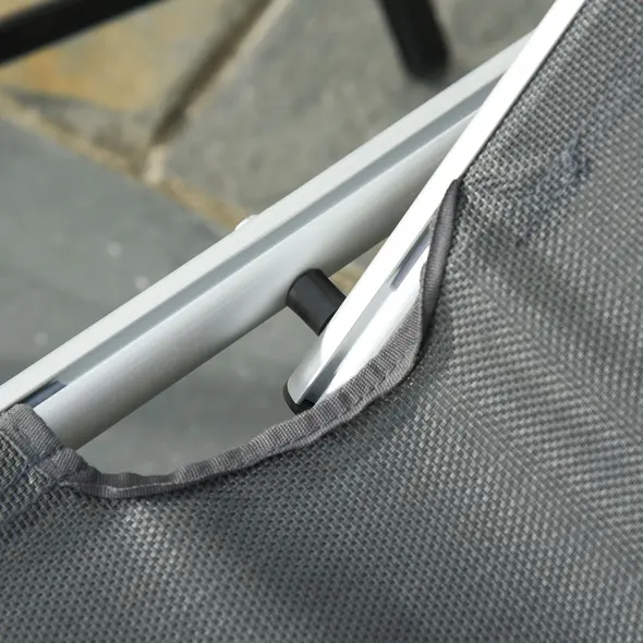 Outsunny Foldable Outdoor Sun Loungers Set of 2, Reclining Lounge Chair Camping Bed Cot with Pillow 4-Level Adjustable Back Aluminium Frame, Grey - 8