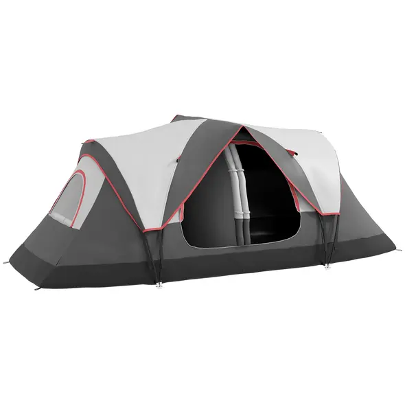 Outsunny Camping Tent for 6-8 Man with 2000mm Waterproof Rainfly and Carry Bag for Fishing Hiking Festival, Grey - 1