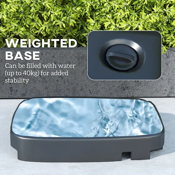 Outsunny Cantilever Parasol with Weighted Base Double Top Garden Parasol Square Hanging Patio Umbrella with Crank Tilt Light Grey - 4