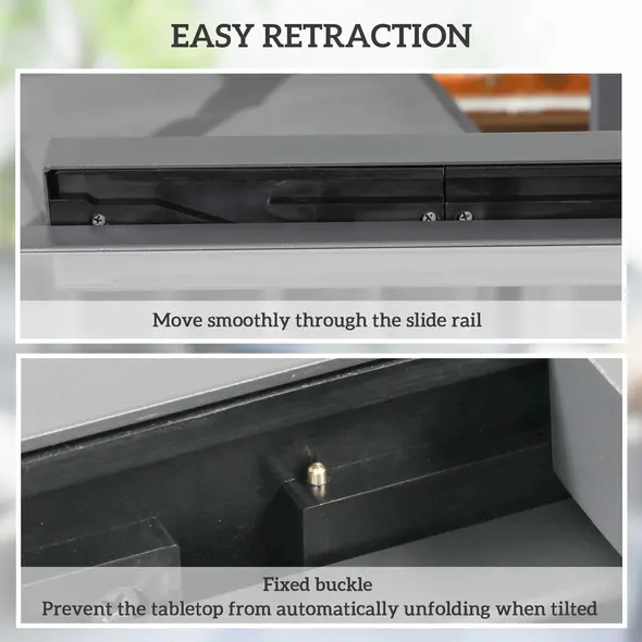 Outsunny Extending Garden Table, Outdoor Dining Table with Aluminium Frame and Tempered Glass Tabletop, 80/160 x 80 x 75 cm, Black and Clear - 5