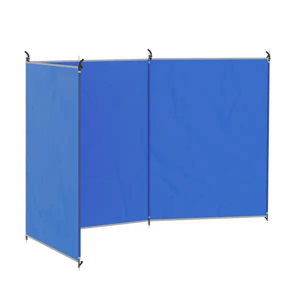 Outsunny Camping Windbreak, Foldable Portable Wind Blocker w/ Carry Bag and Steel Poles, Beach Sun Screen Shelter Privacy Wall, 450cm x 150cm - 1