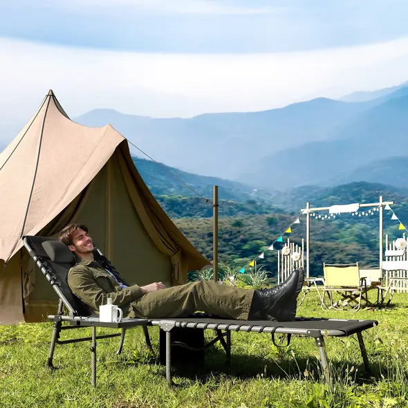 Outsunny Five-Position Reclining Sun Lounger - Black - 2