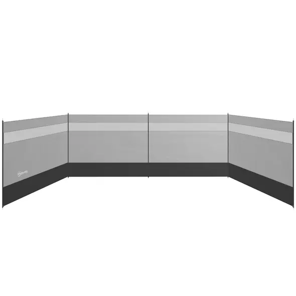 Outsunny Camping Windbreaker with Clear Windows, Carry Bag and Steel Poles, for Beach Caravan Campervan, 725 x 140cm, Grey - 1