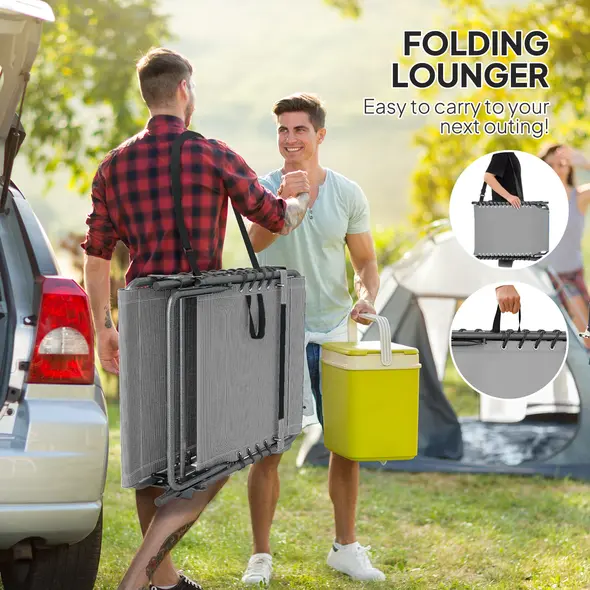 Outsunny Five-Position Reclining Sun Lounger - Grey - 7