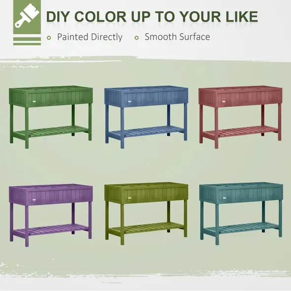 Outsunny Fir Wood Raised Rectangular 8 Compartment Plant Stand Dark Grey - 5