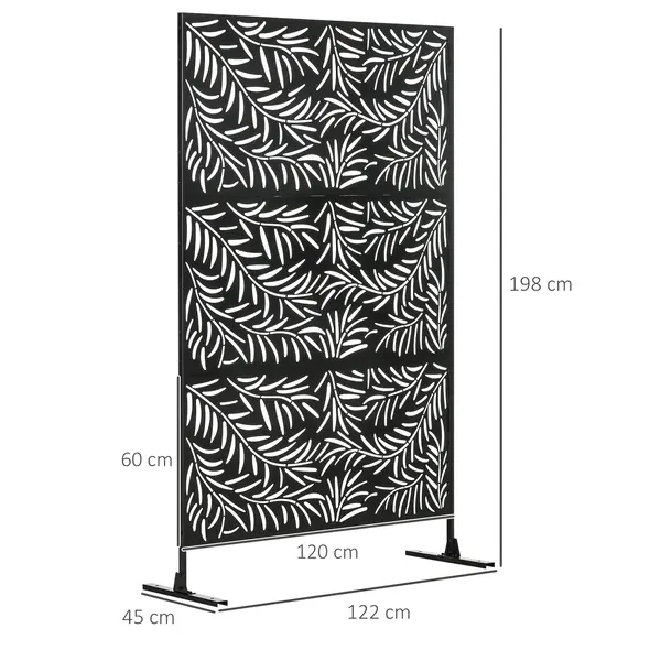 Outsunny Decorative Privacy Screen with Stand, 6.5FT Freestanding Metal Outdoor Divider, Decorative Privacy Panel with Expansion Screws for Garden Patio Pool Hot Tub, Willow Branch Style, Black - 3