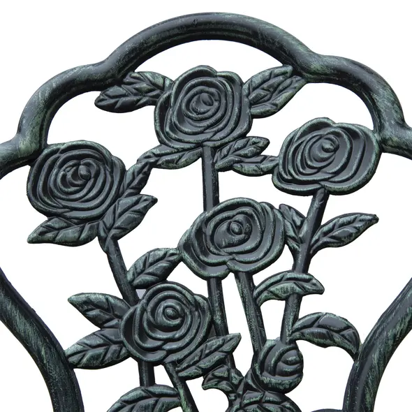 Outsunny Cast Aluminium Outdoor Patio Garden Bistro Elegant Design Table Chair Set - Green (3-Piece) - 8