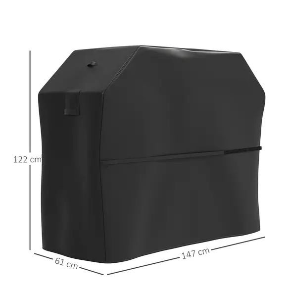 Outsunny BBQ Cover for Rectangular Gas Grill, 600D UPF30+ Oxford Fabric Barbecue Cover for Waterproof Protection Rip-Proof, with Windproof Hook and Loop Fasteners, Vents, 147 x 61 x 122 cm, Black - 3