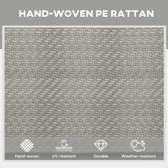 Outsunny Foldable Rattan Sun Lounger with 5-Level Adjust Backrest, Recliner Chair, Mixed Grey - 4