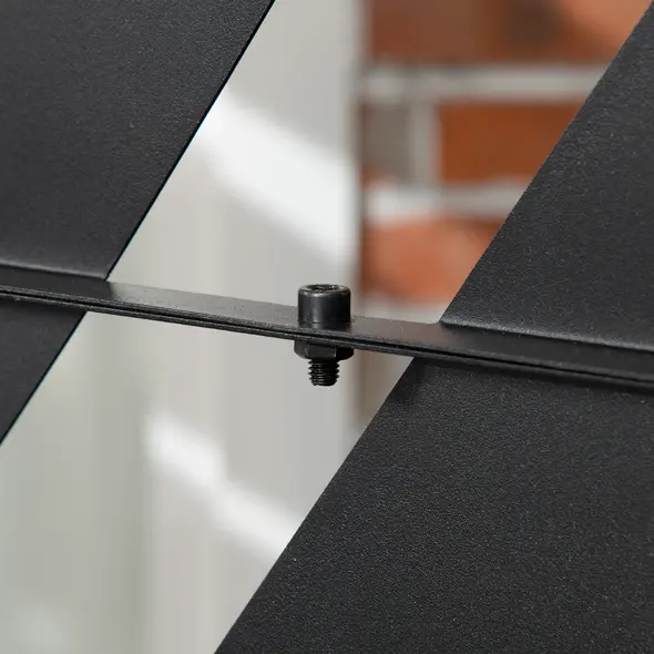 Outsunny Decorative Privacy Screen with Stand, 6.5FT Freestanding Metal Outdoor Divider, Decorative Privacy Panel with Expansion Screws for Garden Patio Pool Hot Tub, Banana Leaf Style, Black - 8