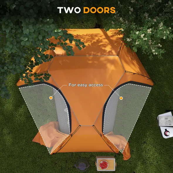 Outsunny Camping Tent with Self Inflatable Mattress, 1 Person Dome Tent with Removable Rainfly and Aluminium Frame, 2000mm Waterproof, Portable with Bags, for Fishing Hiking, Orange/Khaki - 9
