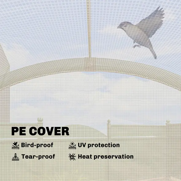 Outsunny Foldable Small Greenhouse, Portable Green House Mini Greenhouse with Zipper Door, PE Base, 200 x 80 x 164 cm, Green - 5