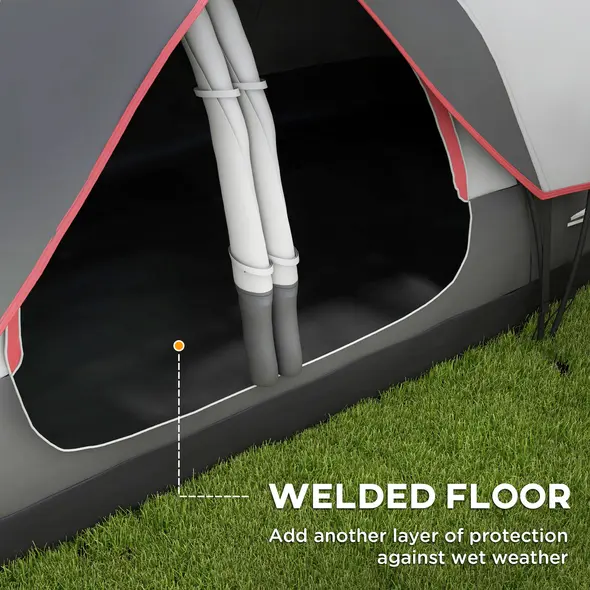 Outsunny Camping Tent for 6-8 Man with 2000mm Waterproof Rainfly and Carry Bag for Fishing Hiking Festival, Grey - 6