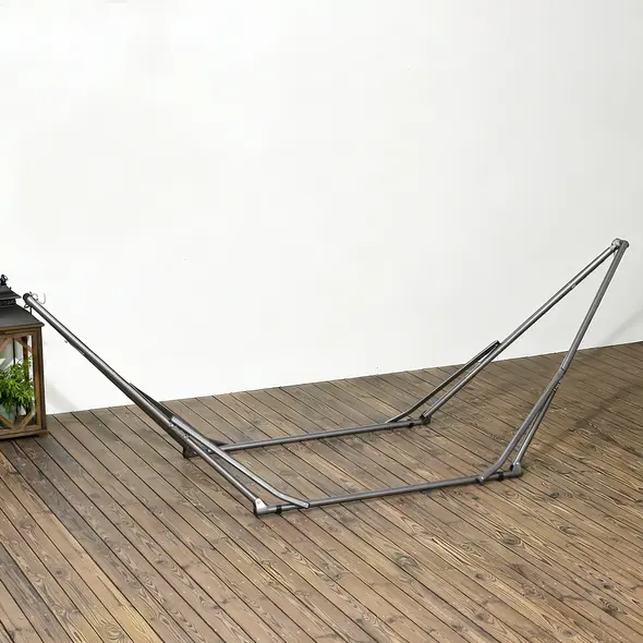 Outsunny Foldable Hammock Stand, Portable Hammock with Metal Frame, 2 in 1 Hammock Net Stand, Clothes Drying Rack, Load Capacity 120kg, for Patio, Garden, Yard, Black - 9